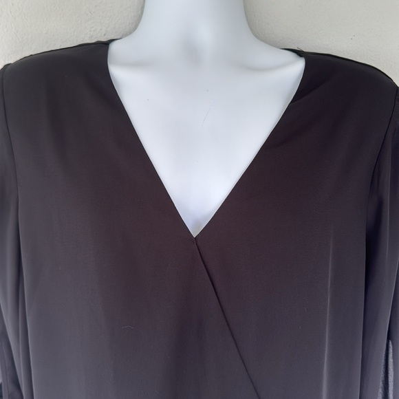Unbranded black surplice v-neck cut out tie long sleeve blouse size XL - Picture 3 of 10